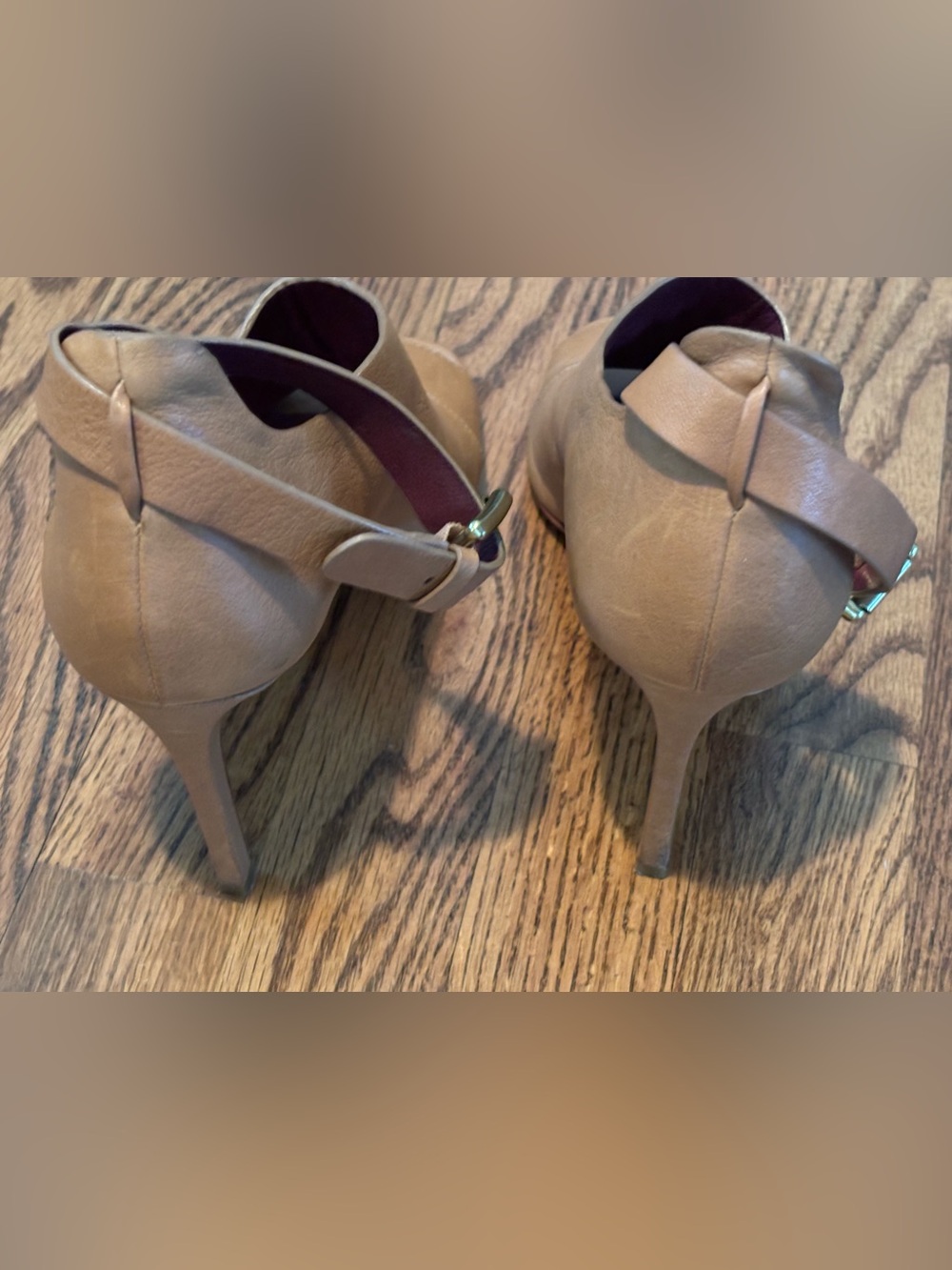 Coach Manhattan Tan Leather Ankle Strap Heels Stilettos Size US 7.5 B - Picture 4 of 11